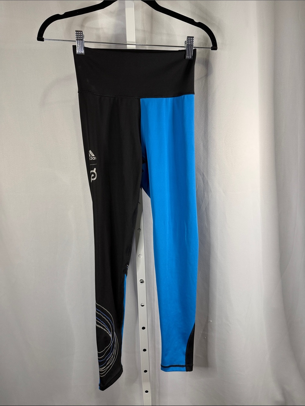 adidas Black and Bright Blue Colorblock Kids Leggings